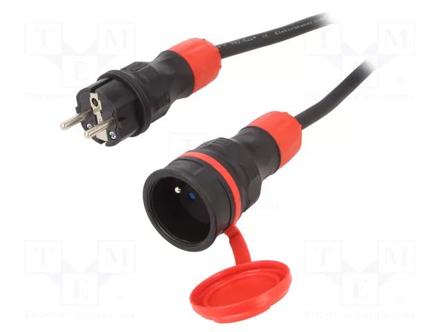 Extension lead; 3x1.5mm2; Sockets: 1; rubber; black; 10m; 16A KEL W-99146