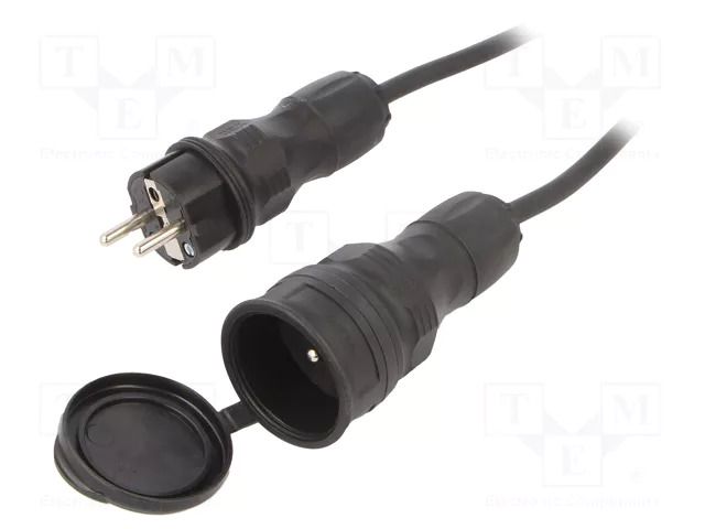 Extension lead; 3x2.5mm2; Sockets: 1; rubber; black; 10m; 16A KEL W-99147