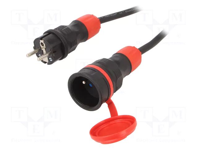 Extension lead; 3x2.5mm2; Sockets: 1; rubber; black; 10m; 16A KEL W-99148