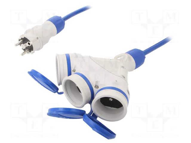 Extension lead; 3x2.5mm2; Sockets: 1; PUR; blue; 5m; 16A KEL W-99154
