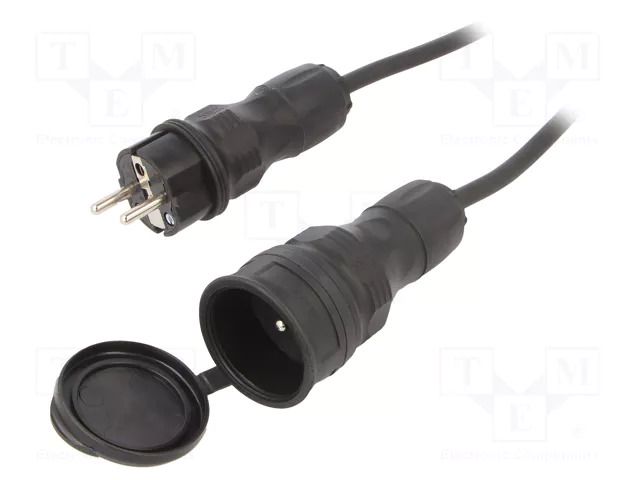 Extension lead; 3x1.5mm2; Sockets: 1; rubber; black; 15m; 16A KEL W-99196