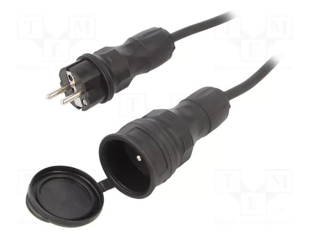 Extension lead; 3x1.5mm2; Sockets: 1; rubber; black; 20m; 16A KEL W-99197