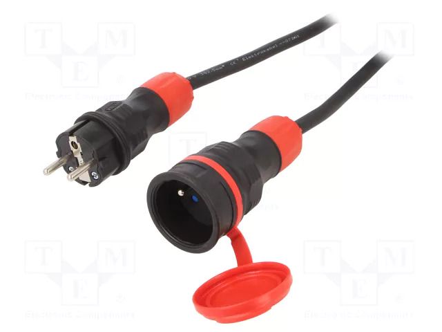Extension lead; 3x1.5mm2; Sockets: 1; rubber; black; 20m; 16A KEL W-99207