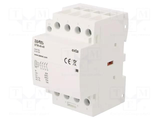 Contactor: 4-pole installation; 40A; 230VAC; NO x4; STM; -5÷60°C ZAMEL STM-40-40