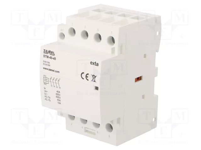 Contactor: 4-pole installation; 40A; 230VAC; NO x4; STM; -5÷60°C ZAMEL STM-40-40