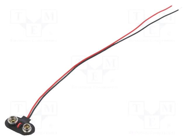 6F22 connector; 6F22,6LR61; Batt.no: 1; on cable; cables; 200mm KEYSTONE KEYS237