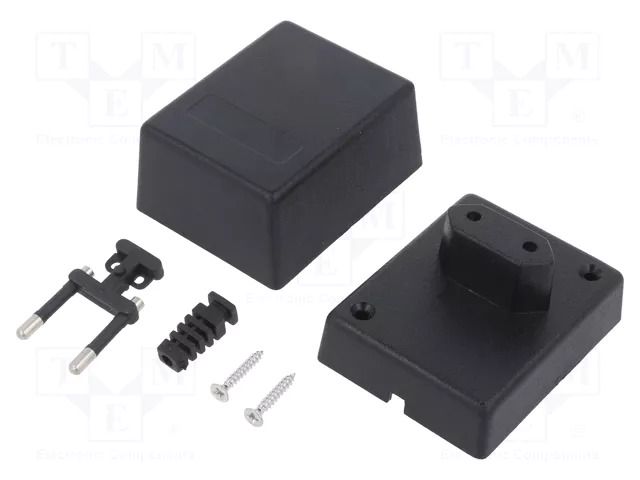 Enclosure: for power supplies; X: 58mm; Y: 73mm; Z: 52mm; ABS; black KRADEX Z10-ABS