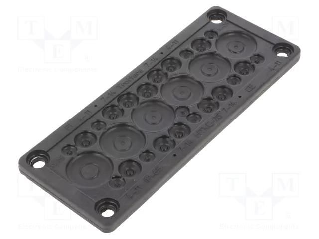 Multigate grommet; elastomer thermoplastic TPE; black; IP65 HT HI TECH POLYMERS HTKC-28-TPE-BK