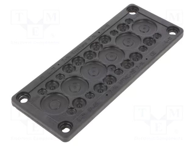 Multigate grommet; elastomer thermoplastic TPE; black; IP65 HT HI TECH POLYMERS HTKC-28-TPE-BK
