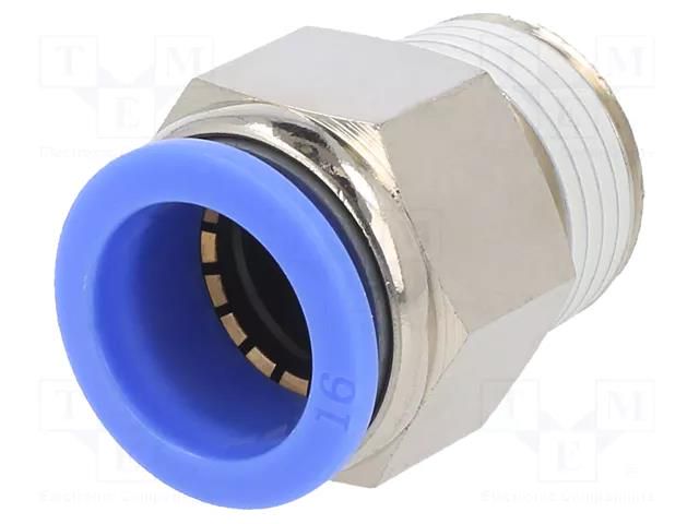 Push-in fitting; straight; -0.95÷15bar; nickel plated brass PNEUMAT 123.012-16