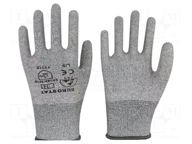 Protective gloves; ESD; XS; Features: dissipative; grey; <10MΩ EUROSTAT GROUP ERS-516800401B