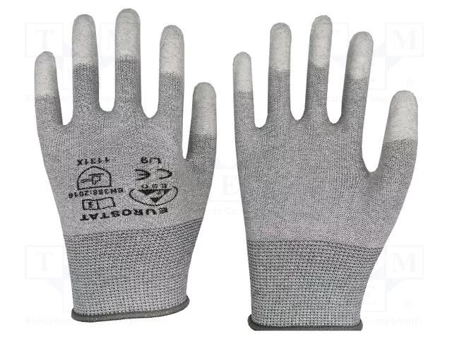 Cleanroom acces: protective gloves; grey; S; dissipative; ISO 7 EUROSTAT GROUP ERS-516800500B