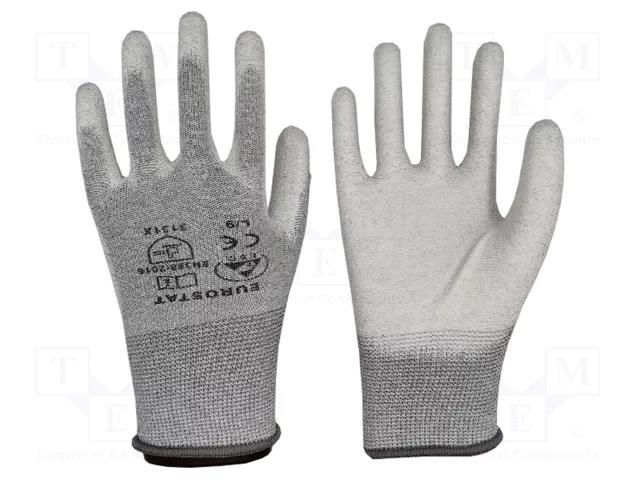 Protective gloves; ESD; L; grey; <10MΩ EUROSTAT GROUP ERS-516800610B