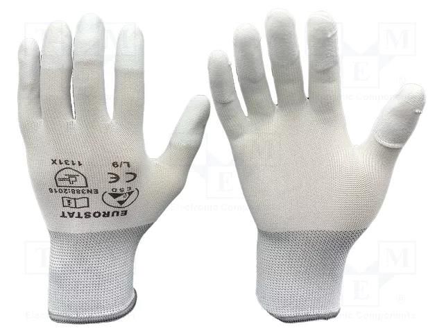 Protective gloves; ESD; S; white; <10MΩ EUROSTAT GROUP ERS-516801500B