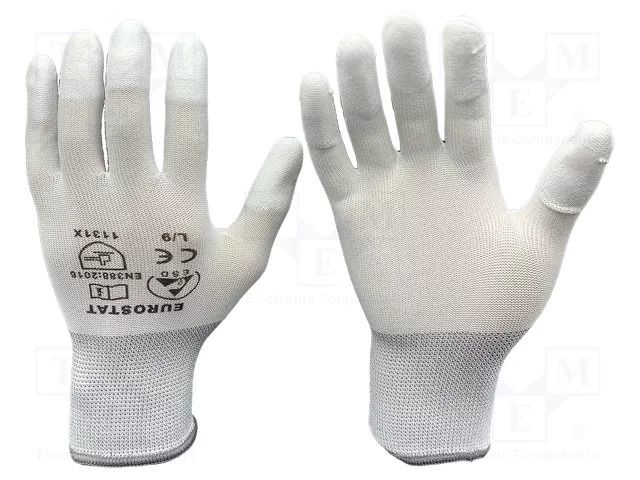 Protective gloves; ESD; L; white; <10MΩ EUROSTAT GROUP ERS-516801510B