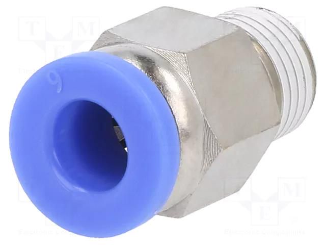 Push-in fitting; straight; -0.95÷15bar; nickel plated brass PNEUMAT 123.018-6