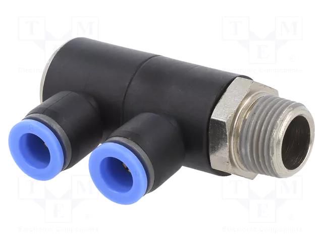 Plug-in distributor; -0.95÷15bar; nickel plated brass,PBT PNEUMAT 164.038-8