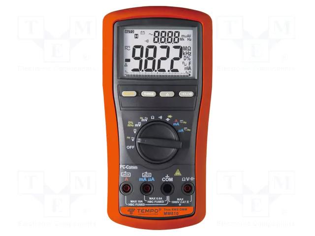 Digital multimeter; LCD; Bargraph: 41segm; True RMS AC; 0÷45°C TEMPO MM810
