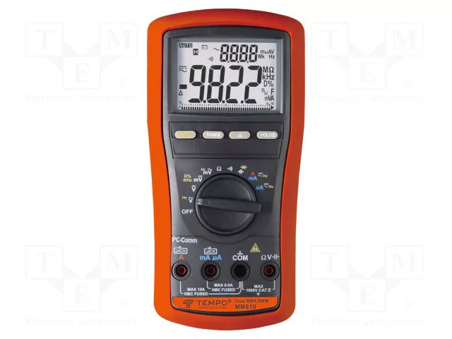 Digital multimeter; LCD; Bargraph: 41segm; True RMS AC; 0÷45°C TEMPO MM810