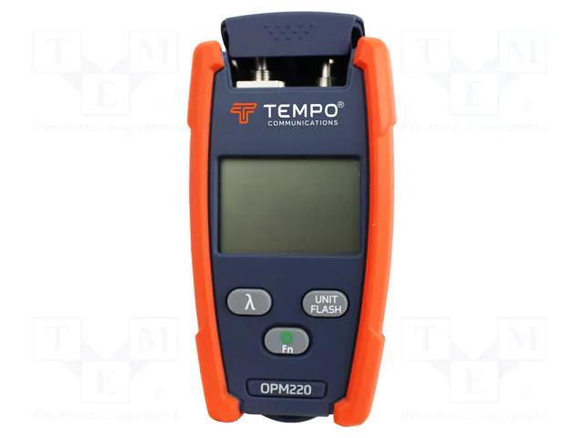 Meter: optical power; LCD; Range: -50÷26dBm; Meas.accur: ±0.25 dB TEMPO OPM220