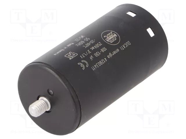 Capacitor: electrolytic; 119uF; 250VAC; Ø45.5x84mm; ±10%; M8 screw DUCATI ENERGIA 4.12.80.3.411