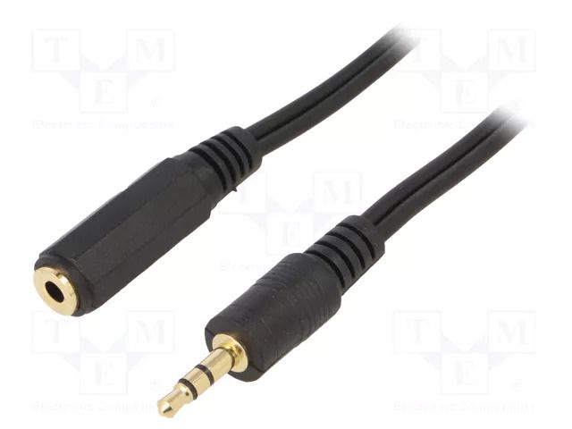 Cable; Jack 3.5mm 3pin socket,Jack 3.5mm 3pin plug; 5m; black GEMBIRD CCA-421S-5M