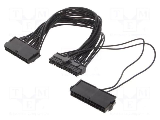 Cable: mains; ATX socket 24pin x2,ATX plug 24pin; 0.3m; black GEMBIRD CC-PSU24-01