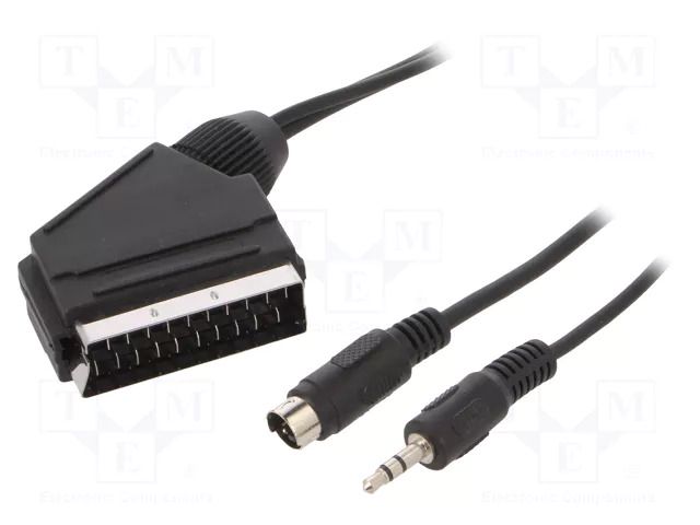Cable; DIN mini 4pin plug,Jack 3.5mm 3pin plug,SCART plug; 15m GEMBIRD CCV-4444-15M