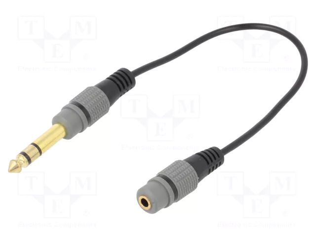 Adapter; Jack 3.5mm socket,Jack 6,3mm 3pin plug; 0.2m; black GEMBIRD A-63M35F-0.2M