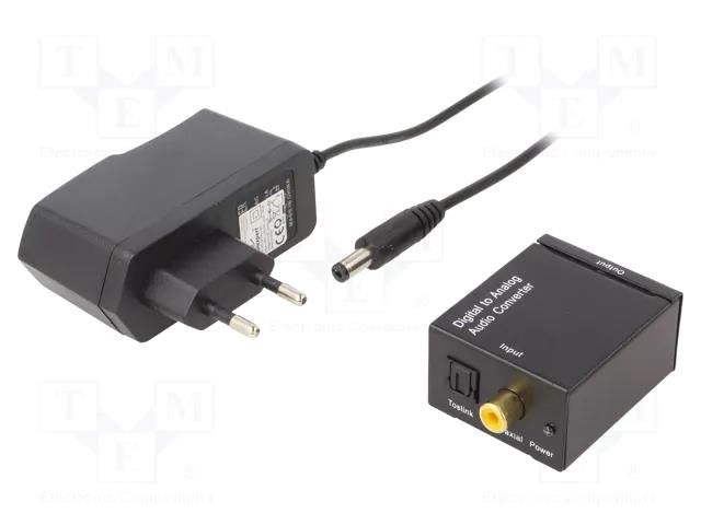 Digital-to-analog converter; converter,power supply; black GEMBIRD DSC-OPT-RCA-001