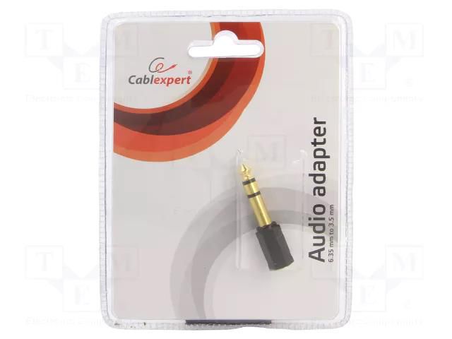 Adapter; Jack 3.5mm socket,Jack 6,3mm 3pin plug; black GEMBIRD A-6.35M-3.5F