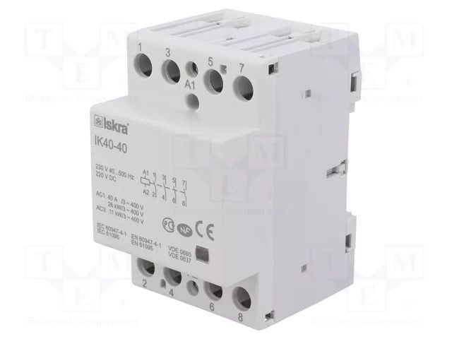 Contactor: 4-pole installation; 40A; 230VAC,220VDC; NO x4; IK ISKRA IK40-40/230V