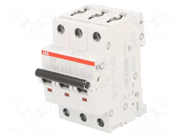 Circuit breaker; 400VAC; Inom: 40A; Poles: 3; Charact: C; 10kA; IP20 ABB S203M-C40