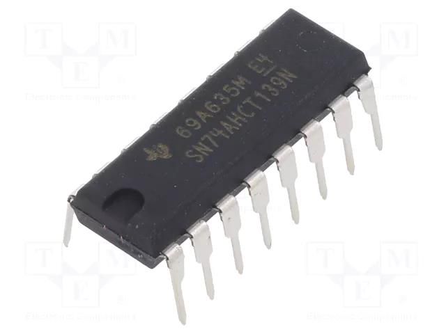 IC: digital; 2 to 4 line,decoder,demultiplexer; Ch: 2; CMOS,TTL TEXAS INSTRUMENTS SN74AHCT139N