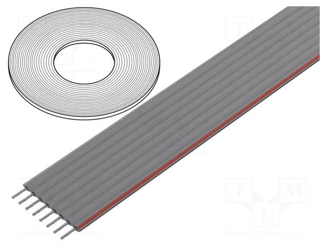 Wire: ribbon; 1mm; stranded; Cu; PVC; grey; 30.5m; 8x28AWG CONNFLY DS1057-01-08A282R