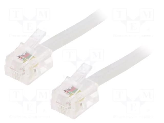 Cable: telephone; RJ11 plug,both sides; 3m; white; Cablexpert GEMBIRD TC6P4C-3M