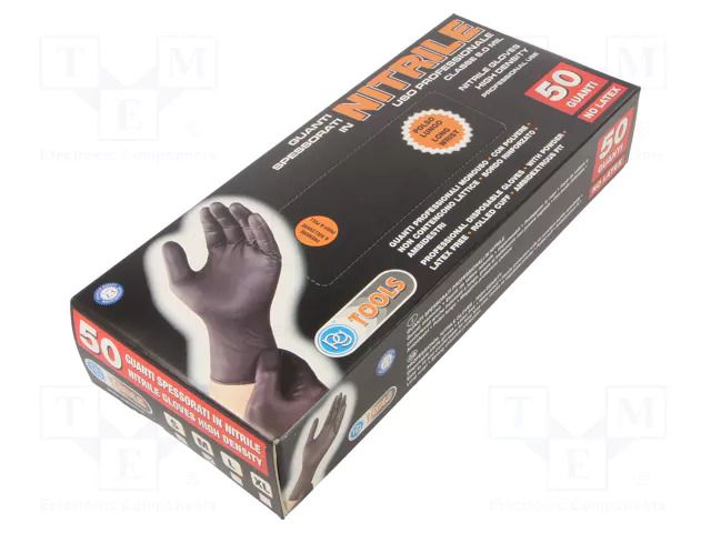 Protective gloves; Size: 8,M; black; nitryl; 50pcs. PG TOOLS PG-506.10