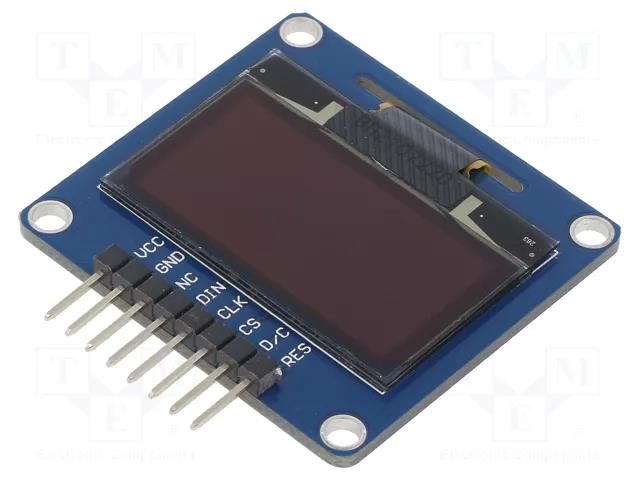 Display: OLED; 1.3"; 128x64; 40.5x37.5mm; blue; PIN: 8; 3.3÷5VDC WAVESHARE WSH-10444