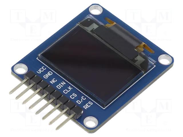 Display: OLED; 0.95"; 96x64; 31.7x37mm; RGB; PIN: 8; 3.3÷5VDC; 160° WAVESHARE WSH-10507