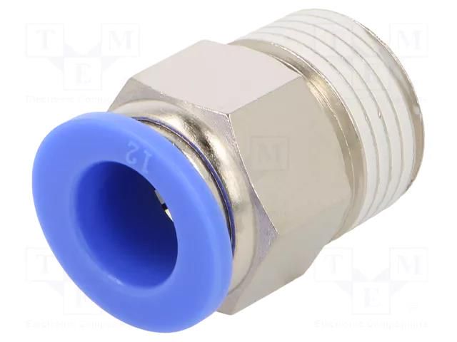 Push-in fitting; straight; -0.95÷15bar; nickel plated brass PNEUMAT 123.012-12