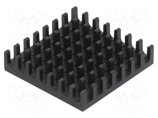 Heatsink: extruded; grilled; BGA; black; L: 27.9mm; W: 27.9mm; 658 Wakefield Thermal 658-25ABT3