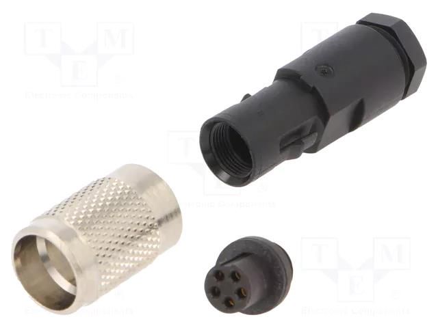 Connector: M9; plug; female; Plating: gold-plated; 125V; 3A; IP67 BINDER 99-0414-00-05