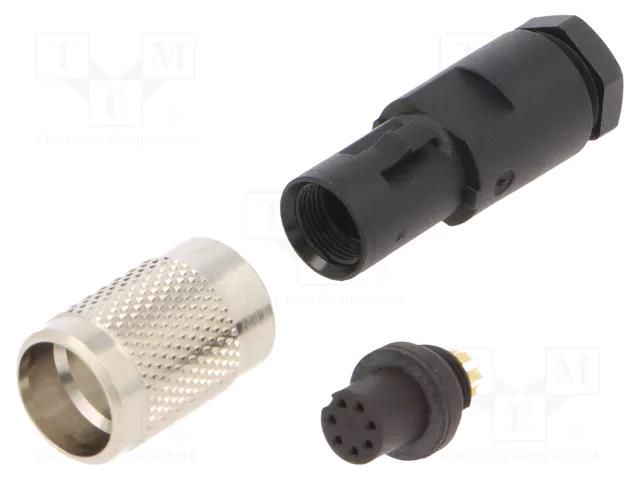 Connector: M9; plug; female; Plating: gold-plated; 125V; 1A; IP67 BINDER 99-0422-00-07