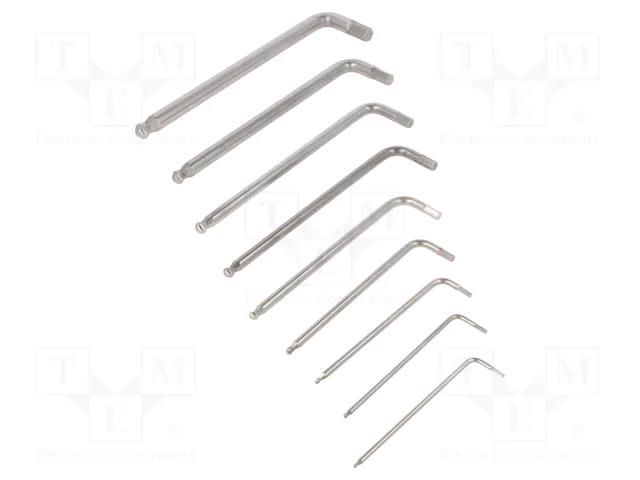 Wrench-set; hex key,spherical; stainless steel; 9pcs. BETA BE96BPINOX/B9