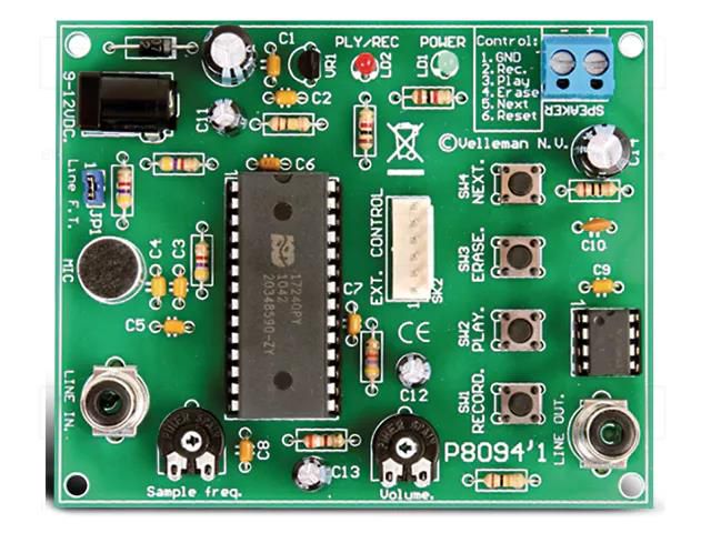 Voice recording / playback module; 9÷12VDC; WHADDA VELLEMAN VEL-WSAH8094