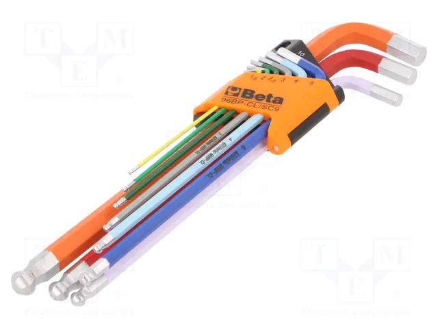 Wrench-set; hex key,spherical; 9pcs. BETA BE96BP-CL/SC9