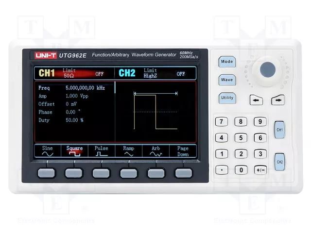 Generator: arbitrary, function; 60MHz; LCD TFT 4,3"; 480x272 UNI-T UTG962E