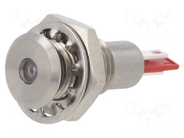 Indicator: LED; flat; red; Ø12.1mm; IP67; DX0505; connectors BULGIN DX0505/RD/00