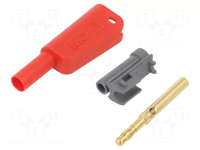 Connector: 4mm banana; 19A; 1kV; red; 1mm2; gold-plated; screw STÄUBLI SLM-4A-39-22