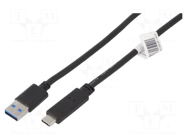 Cable; USB 3.0; USB A socket,USB C plug; 1.8m QOLTEC QOLTEC-50363